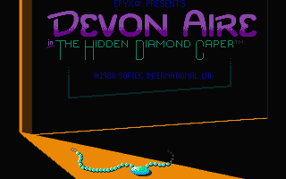 Devon Aire in the Hidden Diamond Caper title screen for Atari ST
